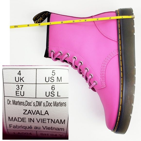 NWB Dr Martens Zavala combat boots thrift pink leather lace up preppy bohemian - Picture 15 of 15